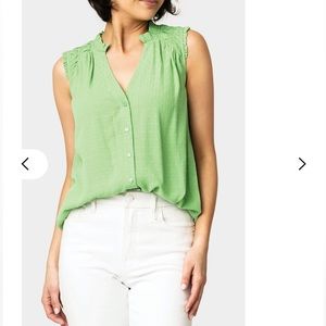 Sleeveless Smocked Yoke Tie Front Blouse gibson look brand new with tags